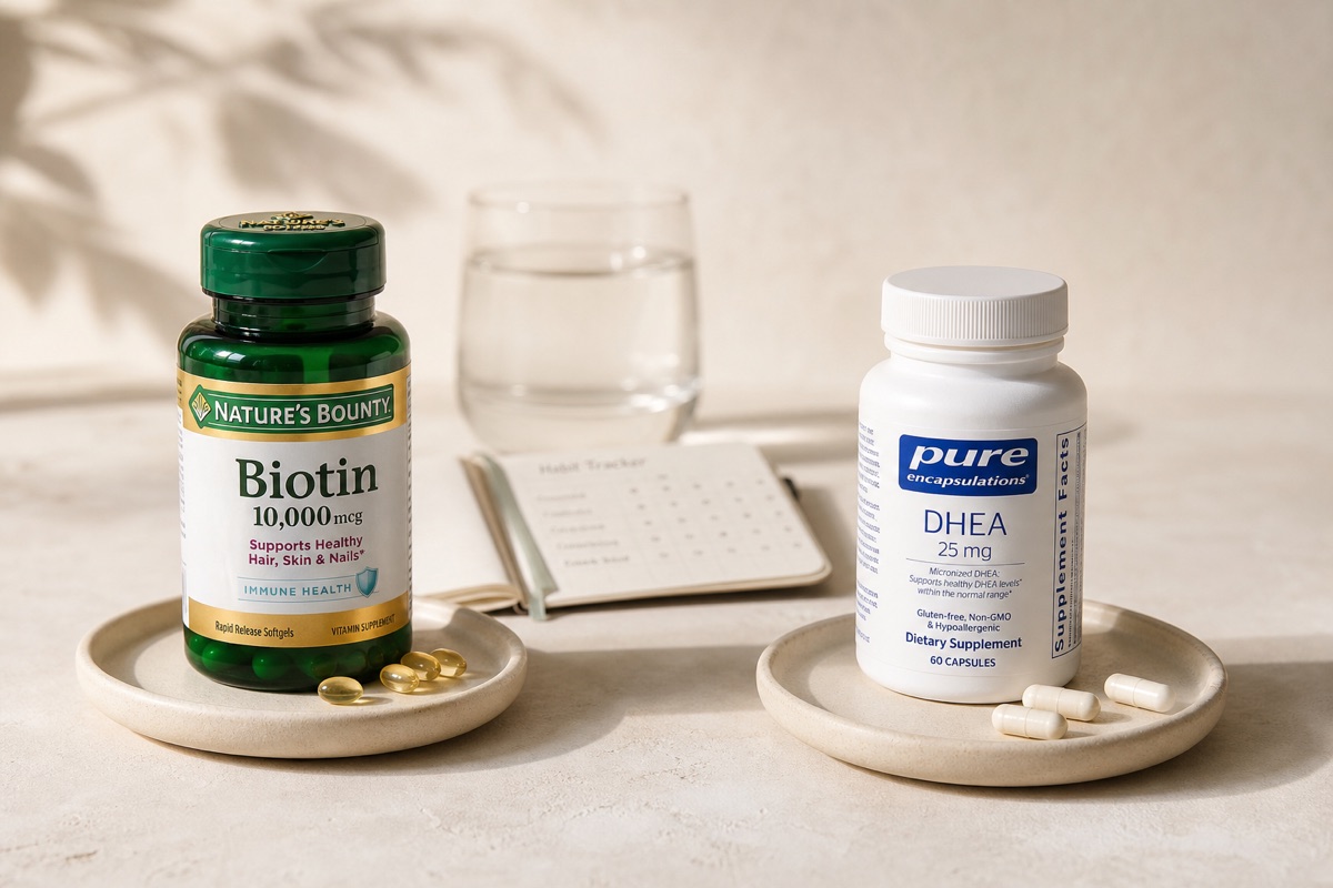 Biotin Supplements vs DHEA Hormone-Balancing Supplements for Fine Lines