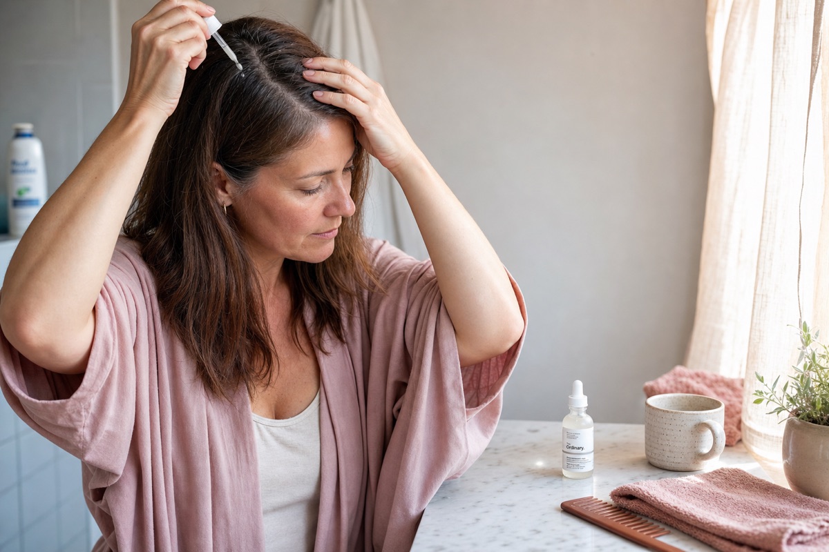 Daily Scalp Care Routine for Perimenopause: Exfoliation, Flake Control, and Serums