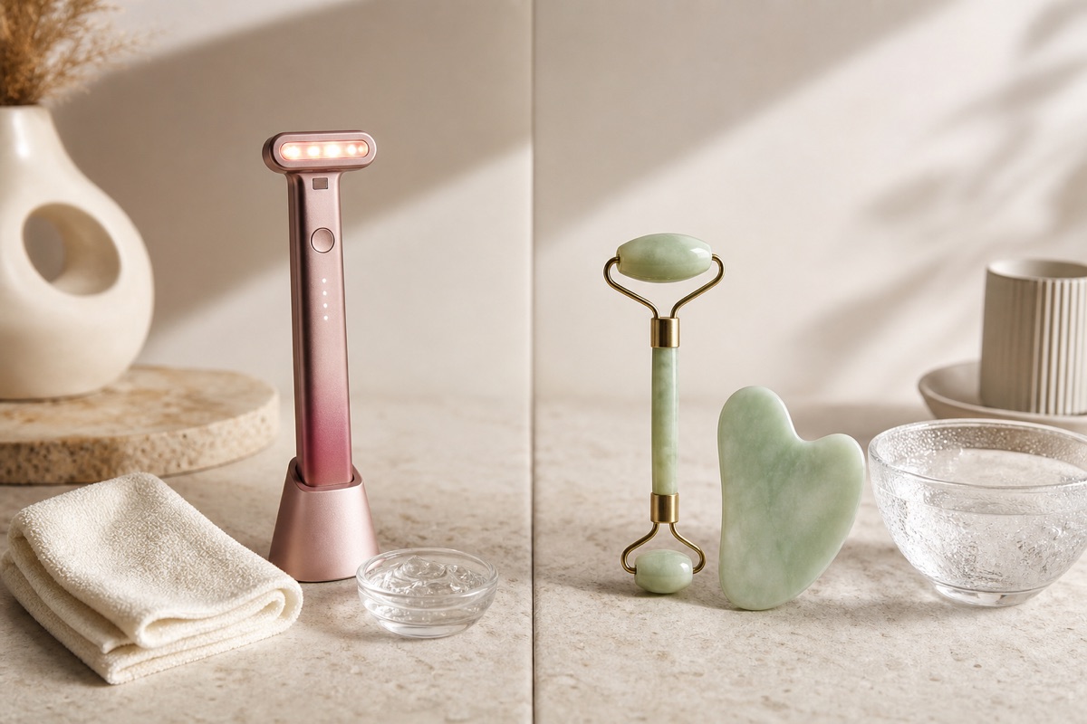 Galvanic Facial Wands vs Jade and Quartz Face Rollers for Sensitive Skin